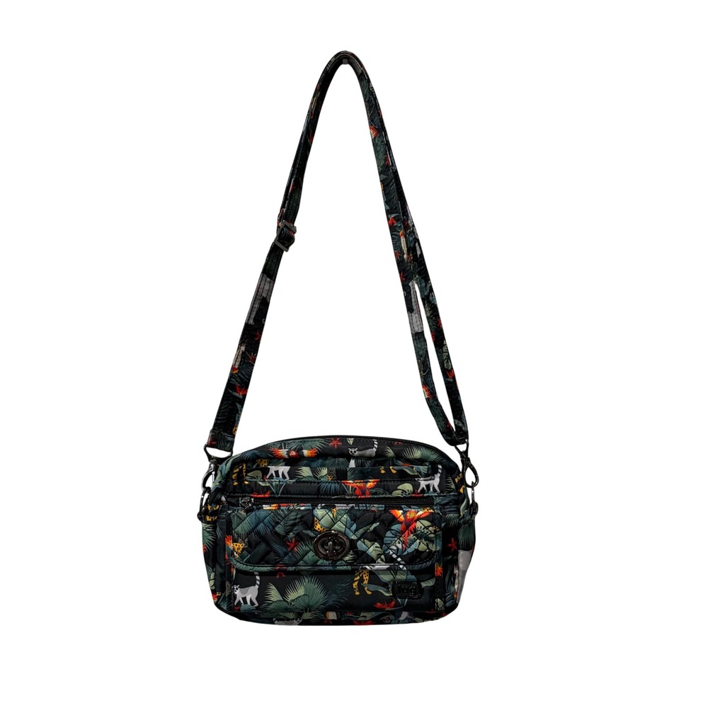 Lug Switch Carousel‎ Crossbody Bag Wildlife Black Tropical Animal RFID Wallet